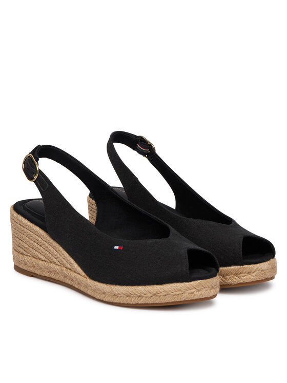 Tommy Hilfiger Еспадрили Tommy Hilfiger Mid Wedge Espad Slingback FW0FW09228 Черен