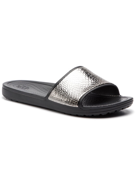 Crocs Iešļūcenes Crocs Sloane Metaltext Slide W 205737 Sudraba