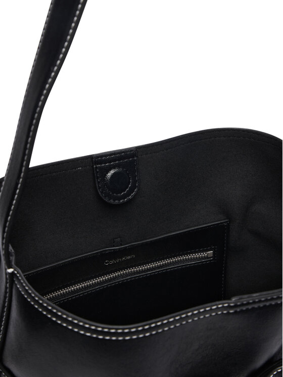 Calvin Klein Kabelka Calvin Klein Buckle Medium Bucket LV04F3551G Černá