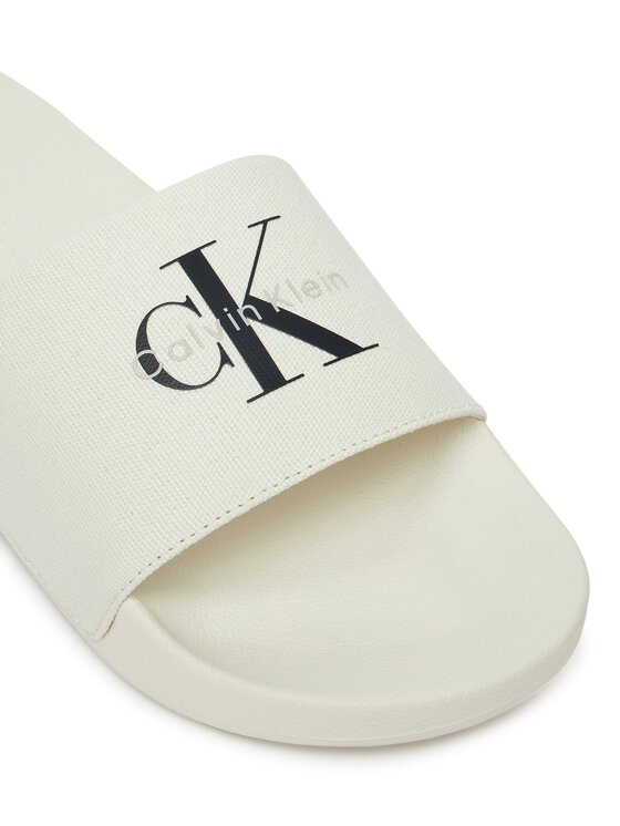 Calvin Klein Jeans Klapki Calvin Klein Jeans Slide Monologo Cv YM0YM01367 Biały