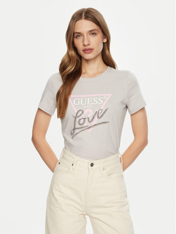 Guess Guess Marškinėliai W5RI10 I3Z14 Pilka Regular Fit
