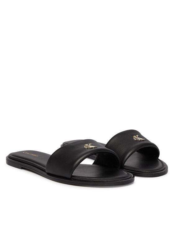 Calvin Klein Iešļūcenes Calvin Klein Round Flat Sndl Lth Bar Hw 2 HW0HW02925 Melns