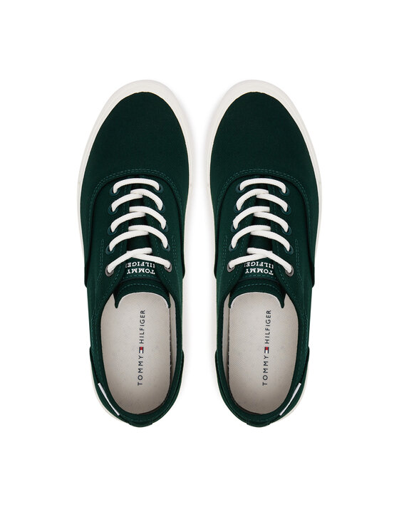 Tommy Hilfiger Гуменки Tommy Hilfiger Th Hi Vulc Low Oxford Twill FM0FM05400 Зелен