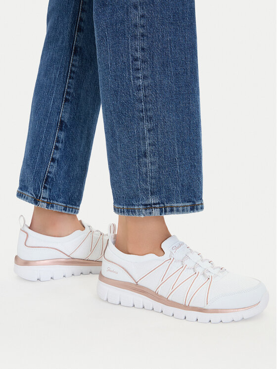 Skechers Sneakersy Skechers Graceful 100888/WTRG Biela