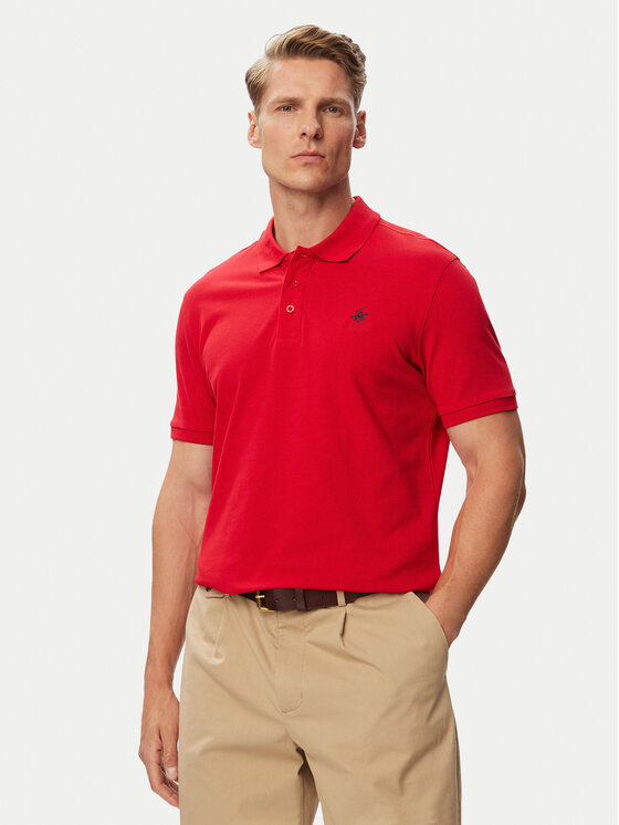 Beverly Hills Polo Club Beverly Hills Polo Club Polo P-SS26M-P42560_Navy LogoWRED Rojo Regular Fit