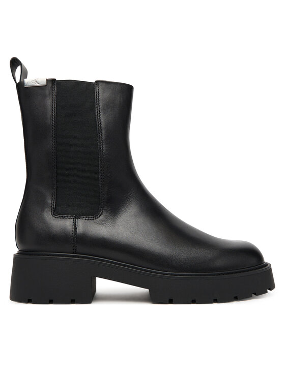 Calvin Klein Jeans Jātnieku stila puszābaki Calvin Klein Jeans Combat Mid Chelsea Boot Hw Lth YW0YW01869 Melns