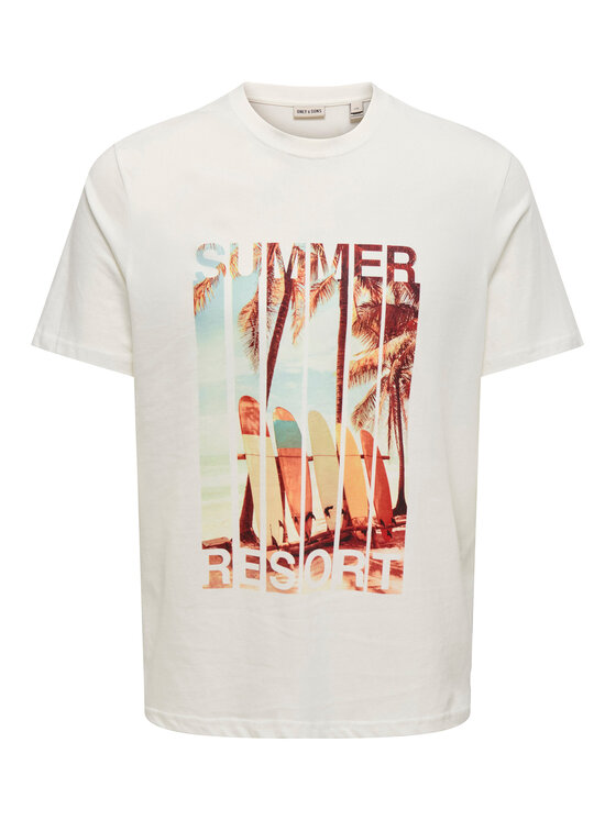 Only & Sons Only & Sons T-shirt Magdy 22029454 Bijela Regular Fit