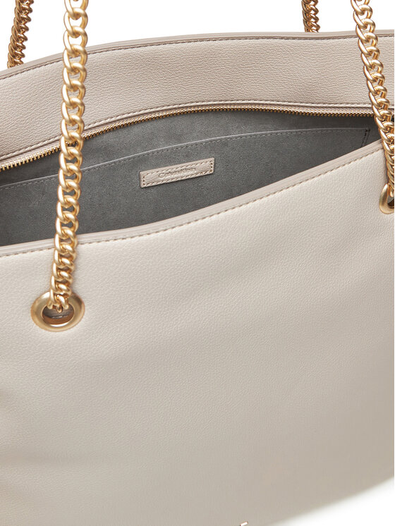 Calvin Klein Rankinė Calvin Klein Minimal Monogram Chain Tote LV04F3204G Smėlio