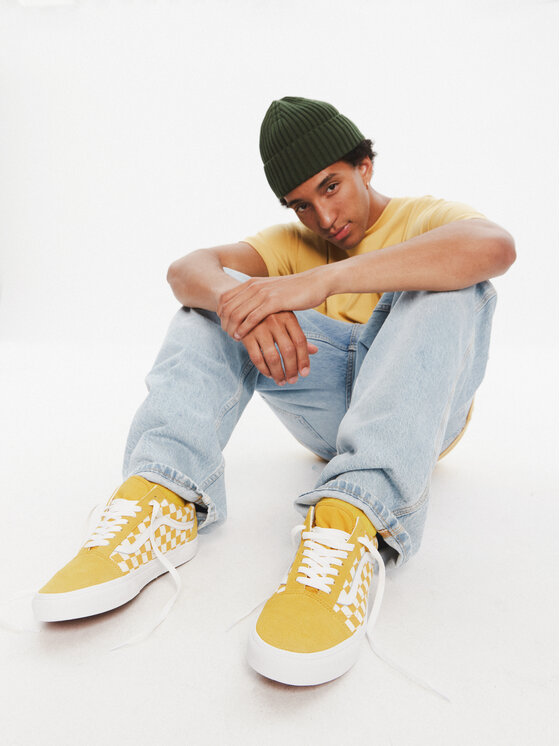 Vans Zapatillas de tenis Vans Old Skool Checkerboard VN000DB3ZX71 Amarillo