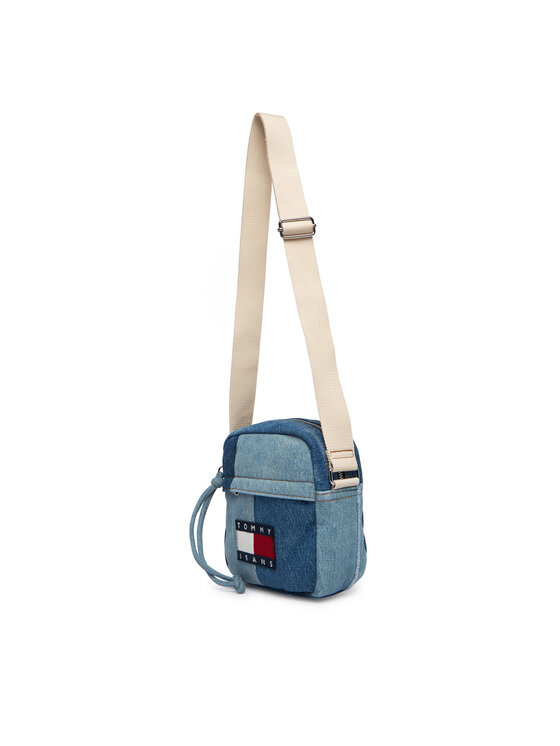 Tommy Jeans Geantă crossover Tommy Jeans Tjm Denim Patchwork Reporter AM0AM14287 Albastru