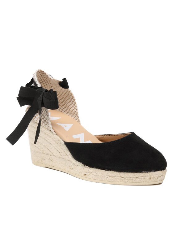 Manebi Espadryle Manebi Soft Suede Low Wedge Espadrilles K 1.0 WL Czarny