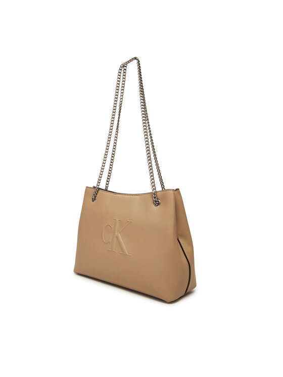 Calvin Klein Jeans Kabelka Calvin Klein Jeans Sculpted Chain Shoulder Bag LV04K3163G Béžová