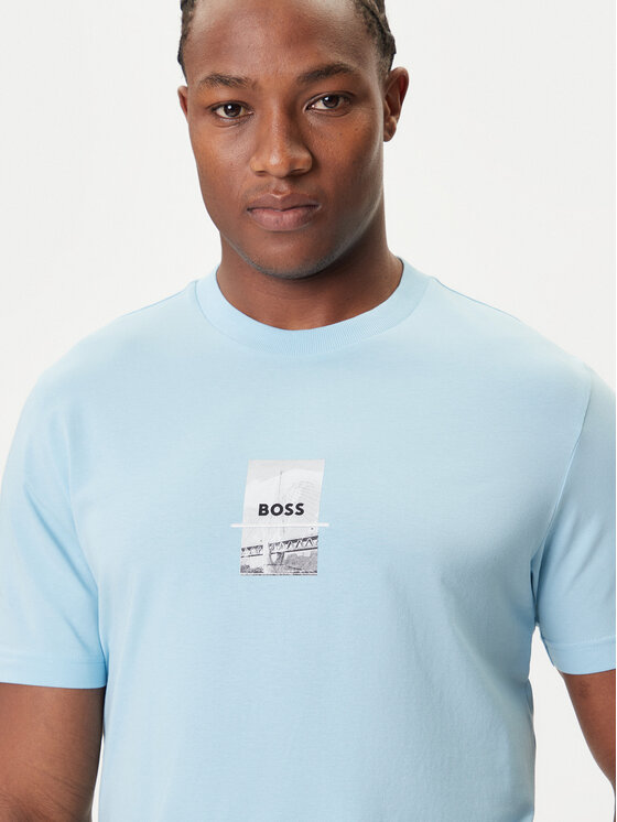 BOSS BOSS Camiseta Photoprint 50545869 Celeste Relaxed Fit