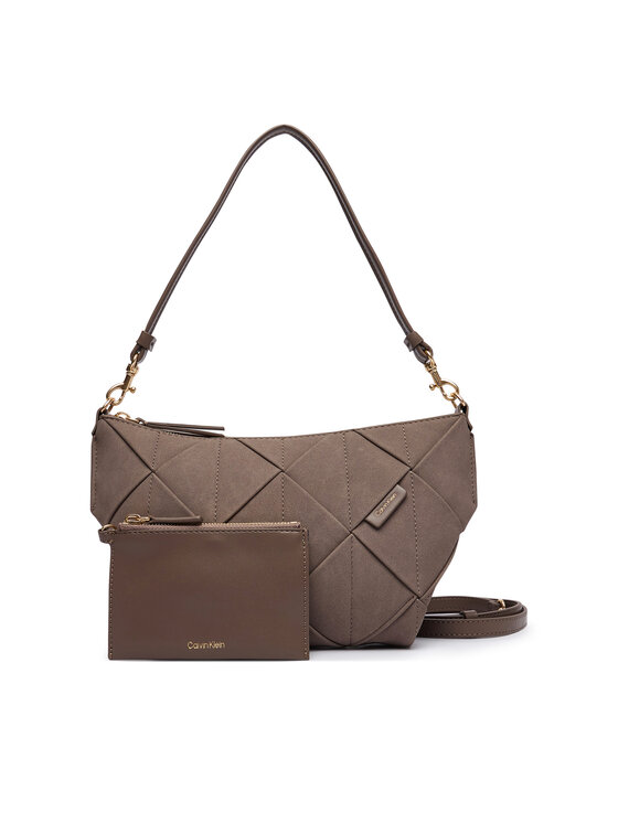 Calvin Klein Kabelka Calvin Klein Woven Sueded Shoulder Bag LV04F3694G Hnedá