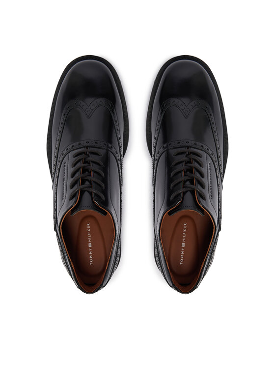 Tommy Hilfiger Zapatos hasta el tobillo Tommy Hilfiger Lth Abrasivato Brogue Shoe FM0FM06078 Negro