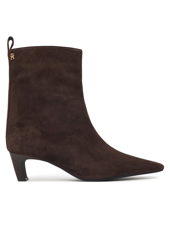 Tommy Hilfiger Členková obuv Tommy Hilfiger Kitten Heel Suede Ankle Boot FW0FW09670 Tmavo hnedá