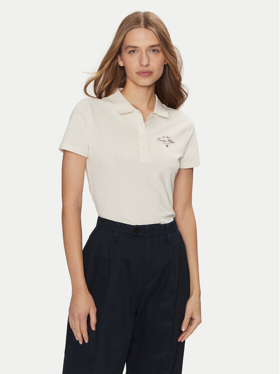 Tommy Hilfiger Tommy Hilfiger Polo majica WW0WW43930 Bež Slim Fit