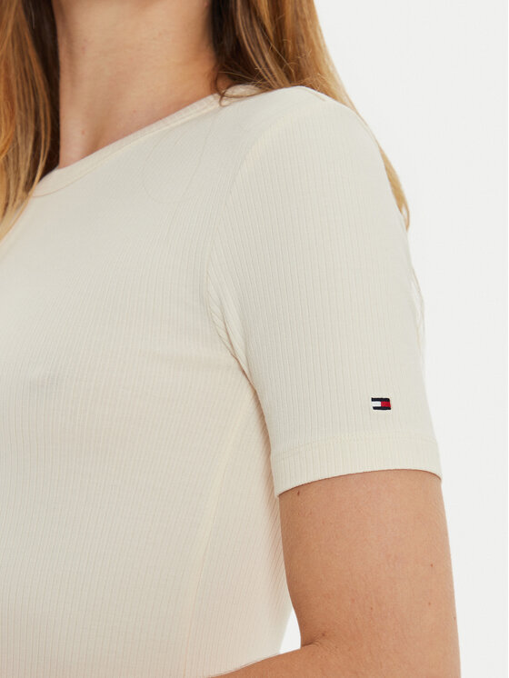 Tommy Hilfiger Tommy Hilfiger T-Shirt WW0WW43918 Μπεζ Slim Fit