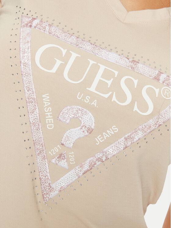 Guess Guess Majica W5RI21 J1314 Bež Regular Fit