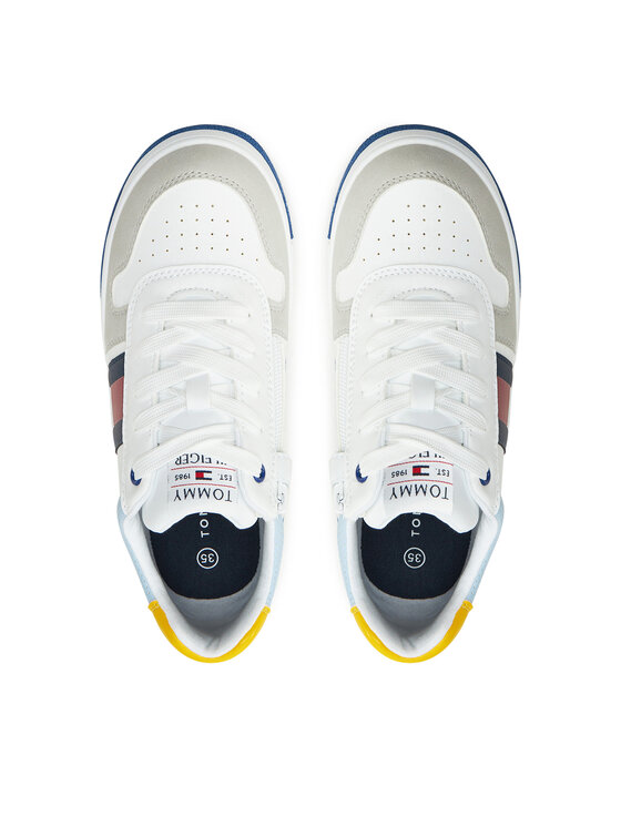 Tommy Hilfiger Laisvalaikio batai Tommy Hilfiger Flag Low Cut Lace-Up Sneaker T3X9-33863-1269 S Balta