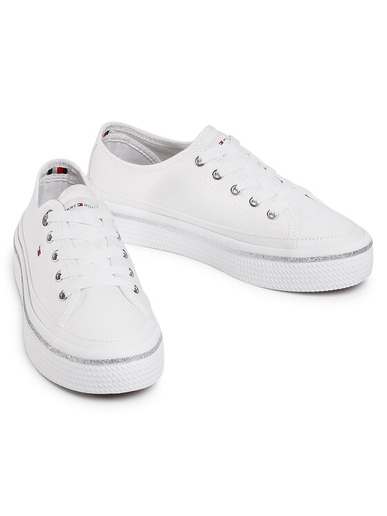 Tommy Hilfiger Tenisówki Tommy Hilfiger Glitter Detail Flatform Sneaker FW0FW05013 Biały