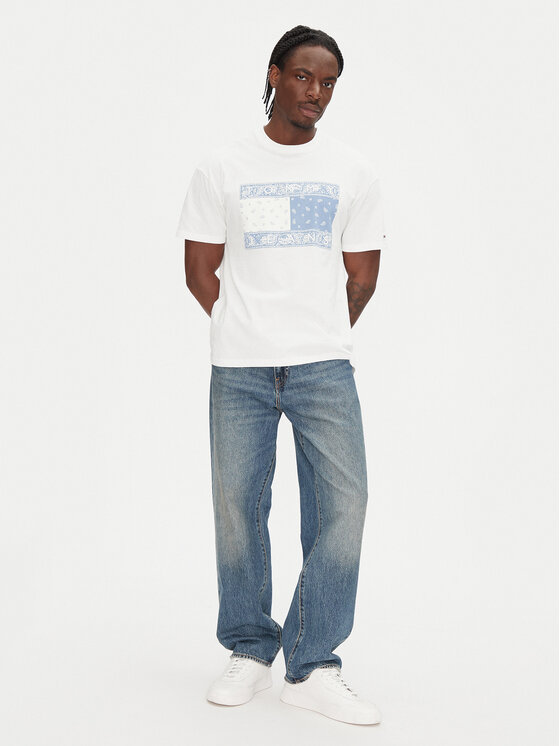 Tommy Jeans Tommy Jeans T-shirt Paisley Flag DM0DM20810 Écru Relaxed Fit