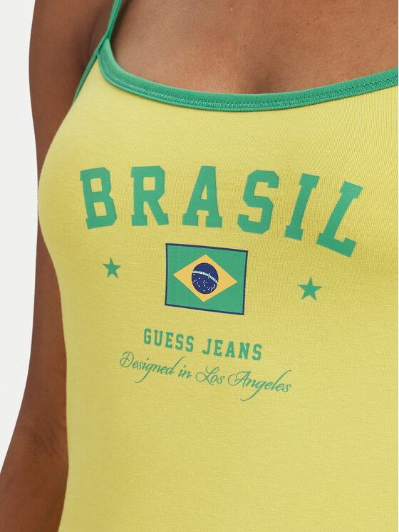 Guess Jeans Guess Jeans Топ W6YP20 K4202 Жовтий Slim Fit