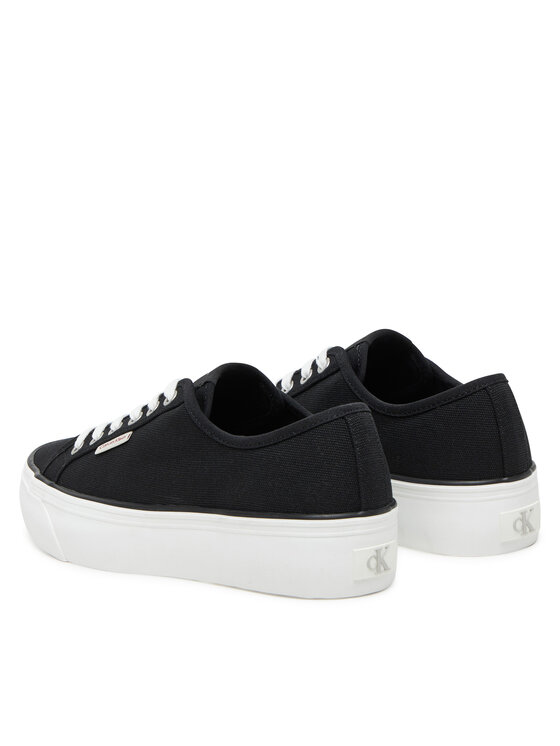 Calvin Klein Jeans Tenisice Calvin Klein Jeans Vulc Flatform Ctn Logo Tag YW0YW01838 Crna