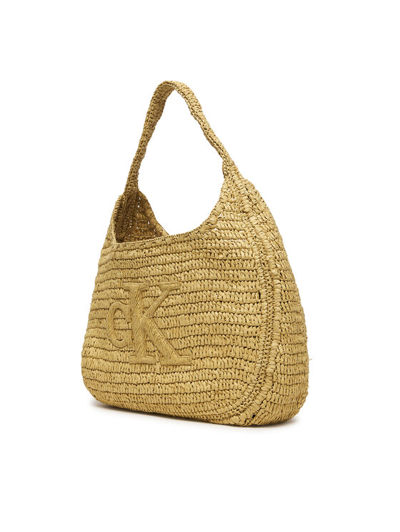 Calvin Klein Borsetta Calvin Klein Bold Ck Raffia Lg Shoulder Bag LV04F3448G Beige