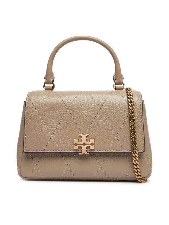 Tory Burch Сумка Tory Burch Charlie Quilted Mini Top Handle Chain Wallet 186032 Бежевий