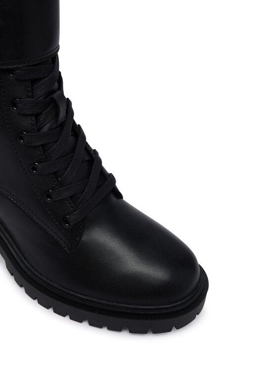 Tommy Hilfiger Trzewiki Tommy Hilfiger Block Heel Buckled Lace-Up Boot FW0FW09578 Czarny