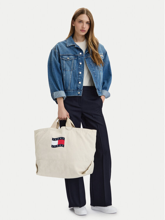Tommy Jeans Borsetta Tommy Jeans Tjw Wave Flag Med Tote AW0AW18466 Beige