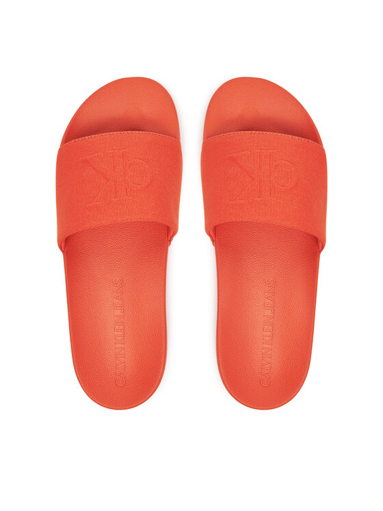 Calvin Klein Jeans Natikači Calvin Klein Jeans Slide Hf Mono Cv YM0YM01282 Oranžna