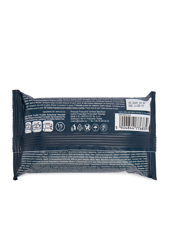 Reebok Вологі серветки для взуття Reebok FOOTWEAR CLEANING WIPES 15 pcs Безбарвний