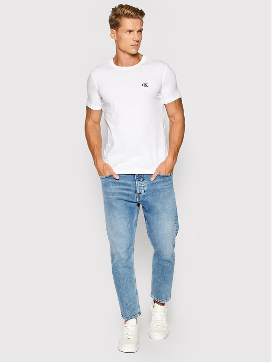 Calvin Klein Jeans Calvin Klein Jeans Majica Tee Shirt Essential J30J314544 Bela Slim Fit