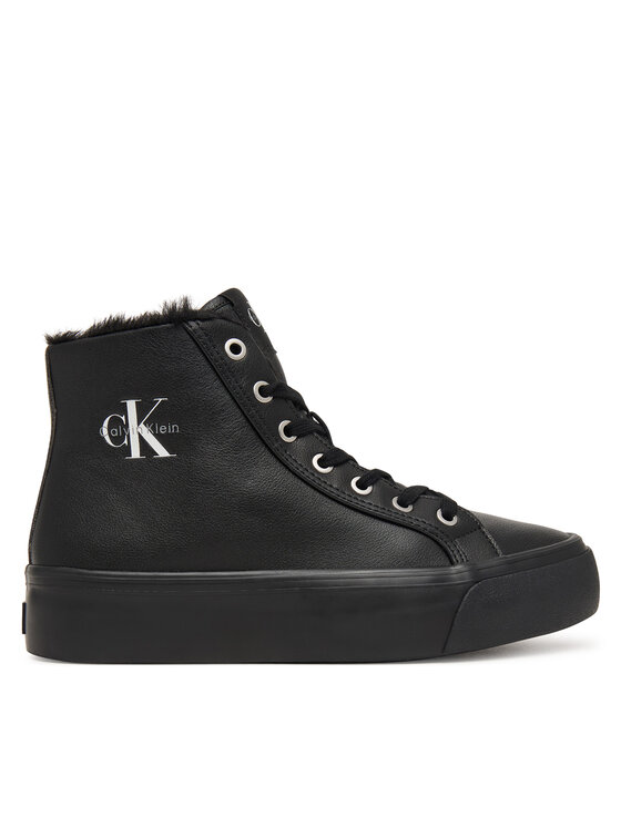 Calvin Klein Сникърси Calvin Klein Vulc Flatf Mid Laceup Lth Fur HW0HW03234 Черен