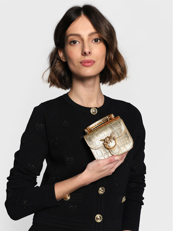 PINKO Torebka PINKO Love Micro Bell Croco AL 22-23 PLTT 1P22T1 A03I Złoty