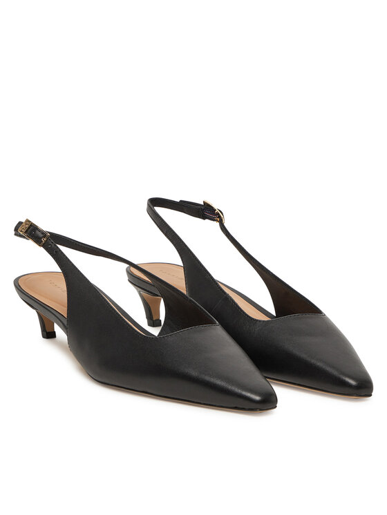 Tommy Hilfiger Bateliai Tommy Hilfiger Squared Toe Kitten Slingback FW0FW08711 Juoda