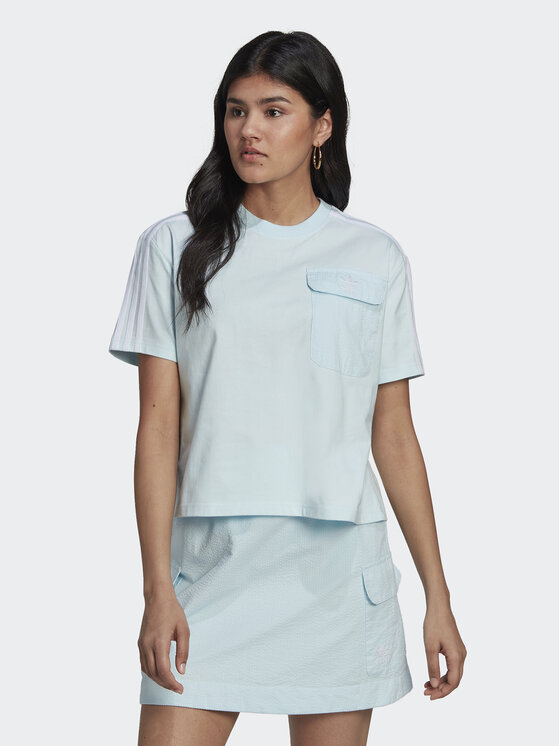 adidas adidas T-shirt Adicolor Classics Poplin Back Loose Tee HL9302 Celeste Loose Fit