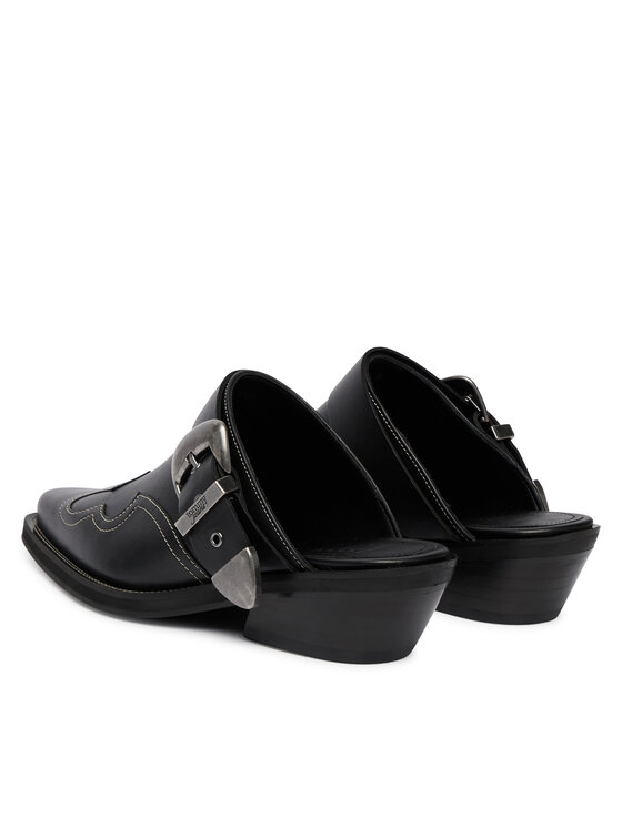 Tommy Jeans Klapki Tommy Jeans Archive Cowboy Mule Leather EN0EN03063 Czarny