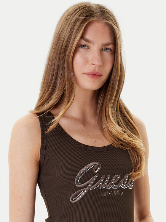 Guess Guess Τοπ W5YP00 KCXJ2 Καφέ Regular Fit