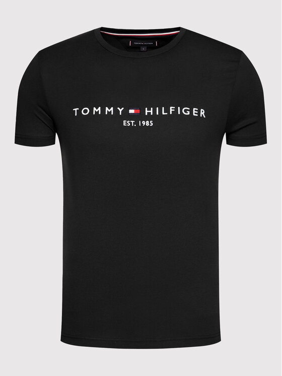 Tommy Hilfiger Tommy Hilfiger Marškinėliai Core Logo Tee MW0MW11465 Juoda Slim Fit