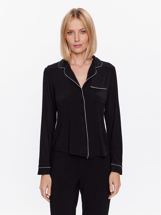 Hunkemöller Hunkemöller Maglietta del pigiama Jacket 201739 Nero Regular Fit