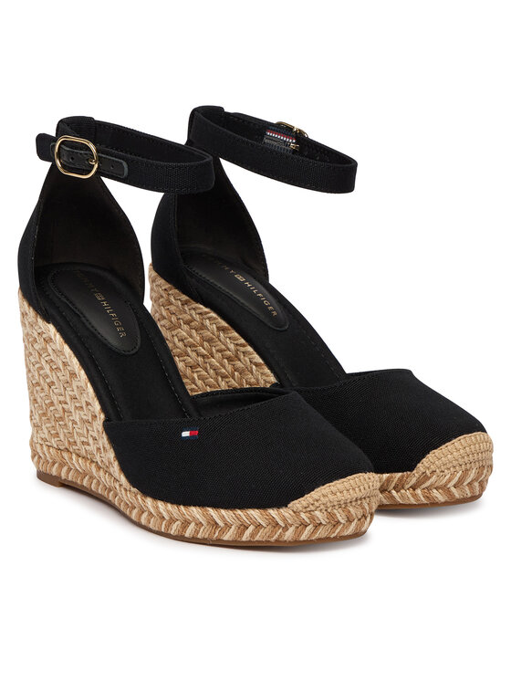 Tommy Hilfiger Espadrilky Tommy Hilfiger Flag High Wedge Espad Closed Toe FW0FW09225 Čierna