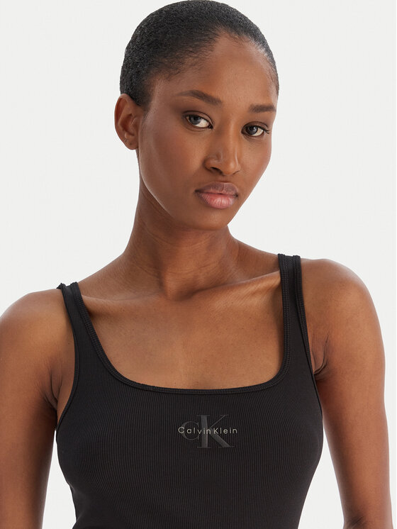 Calvin Klein Jeans Calvin Klein Jeans Top Monologo Scoop Nk Rib LV047A804G Negro Slim Fit