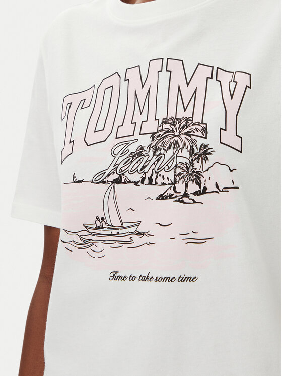 Tommy Jeans Tommy Jeans Marškinėliai Tonal Tropics DW0DW21343 Écru Relaxed Fit