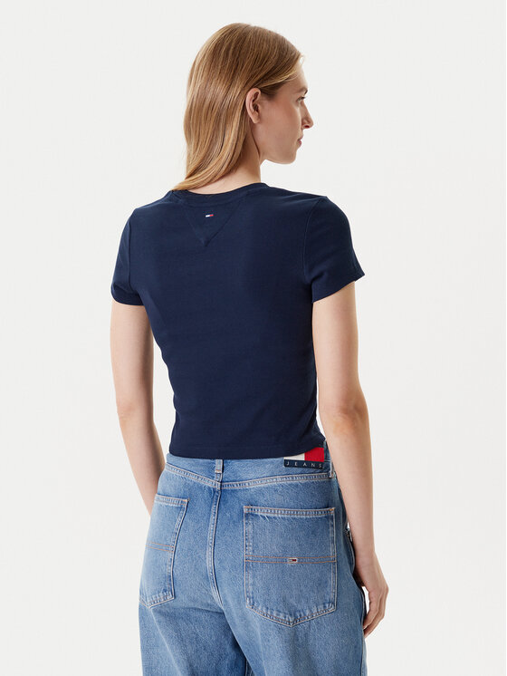 Tommy Jeans Tommy Jeans Majica DW0DW21421 Mornarsko modra Slim Fit