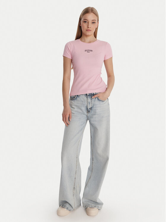 Guess Jeans Guess Jeans Camiseta W6RP21 KA0H1 Rosa Slim Fit