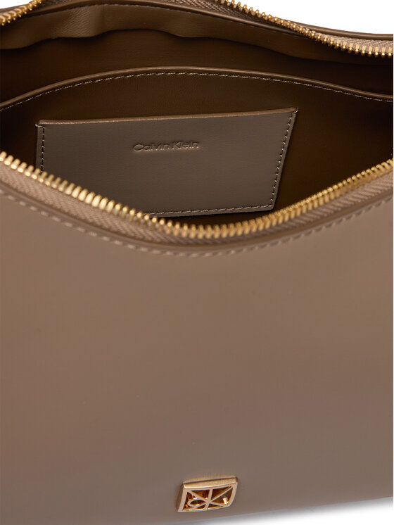 Calvin Klein Ročna torba Calvin Klein Emblem Hw Lthr Shoulder Bag LV04F3262G Bež