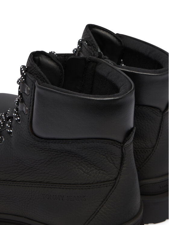 Tommy Jeans Botines planos Tommy Jeans Tjm Lace Up Boot Leather EM0EM01629 Negro
